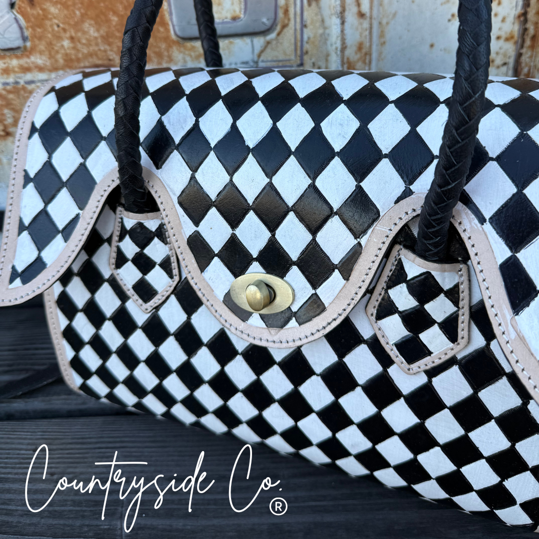 Reno Leather Checkered Conceal Carry Handbag