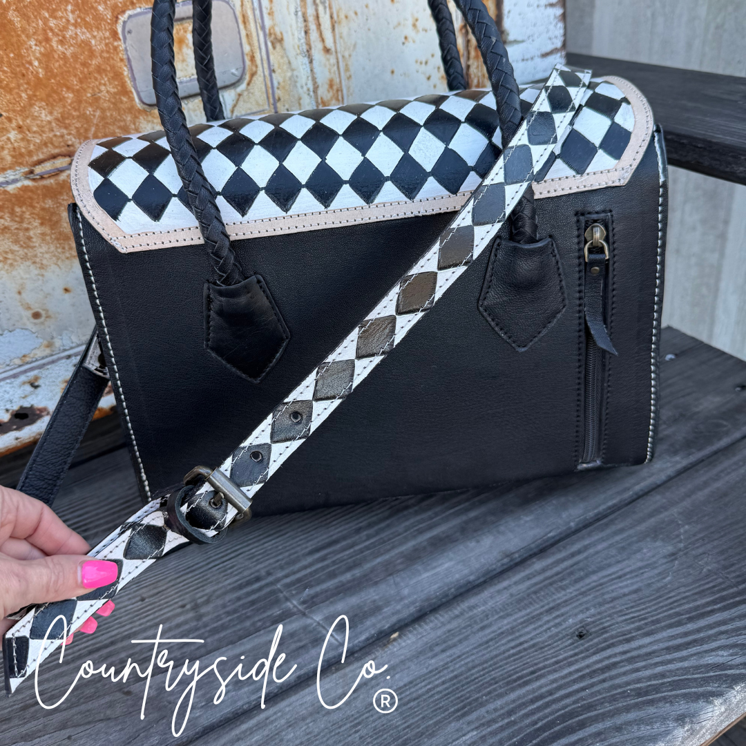 Reno Leather Checkered Conceal Carry Handbag