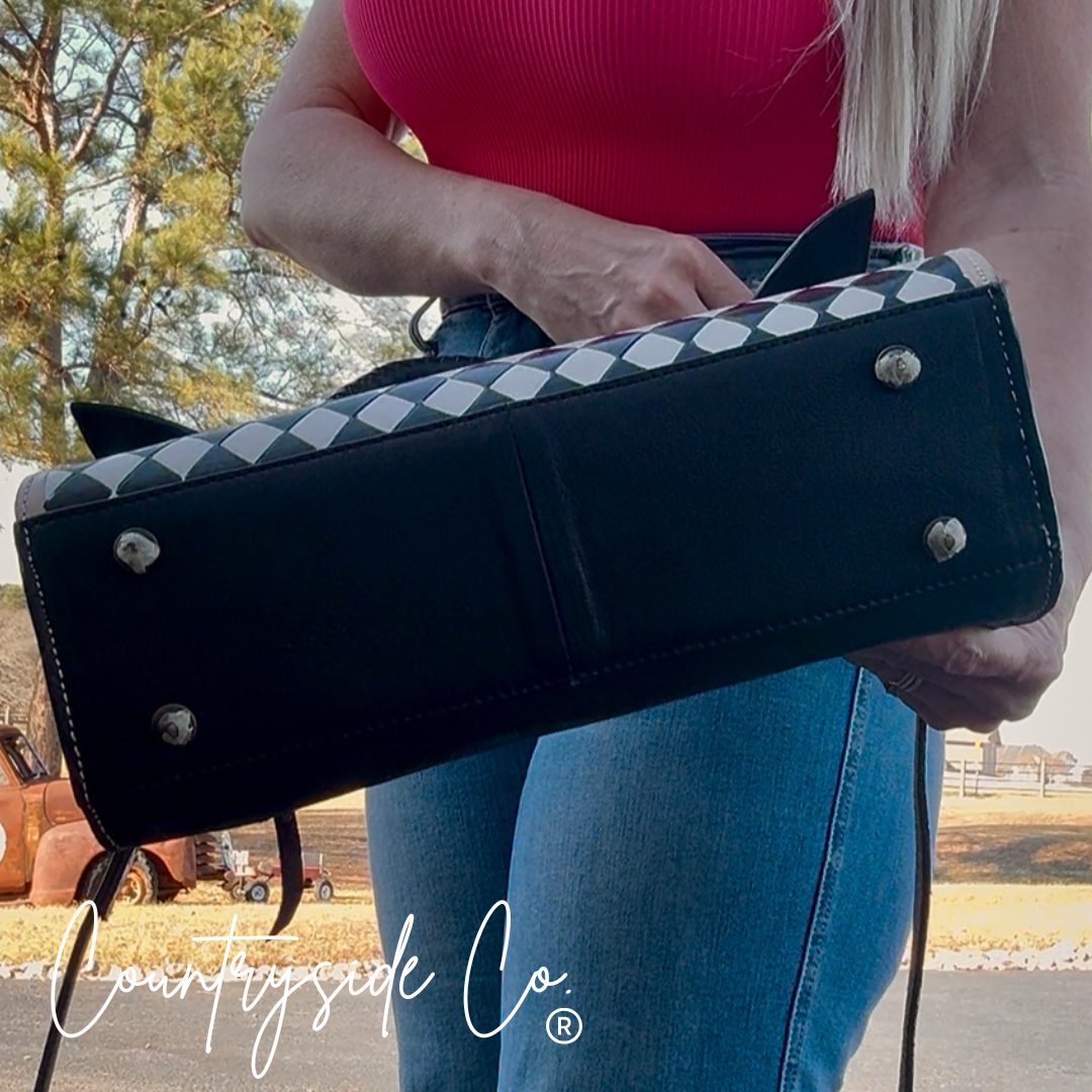 Reno Leather Checkered Conceal Carry Handbag