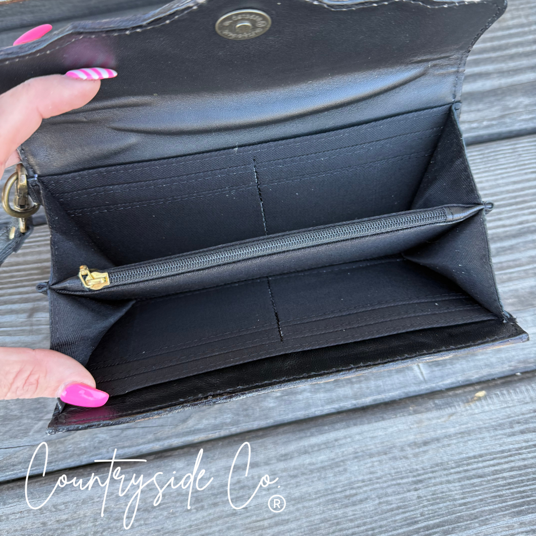 Sunflower Checkered Wallet Wristlet