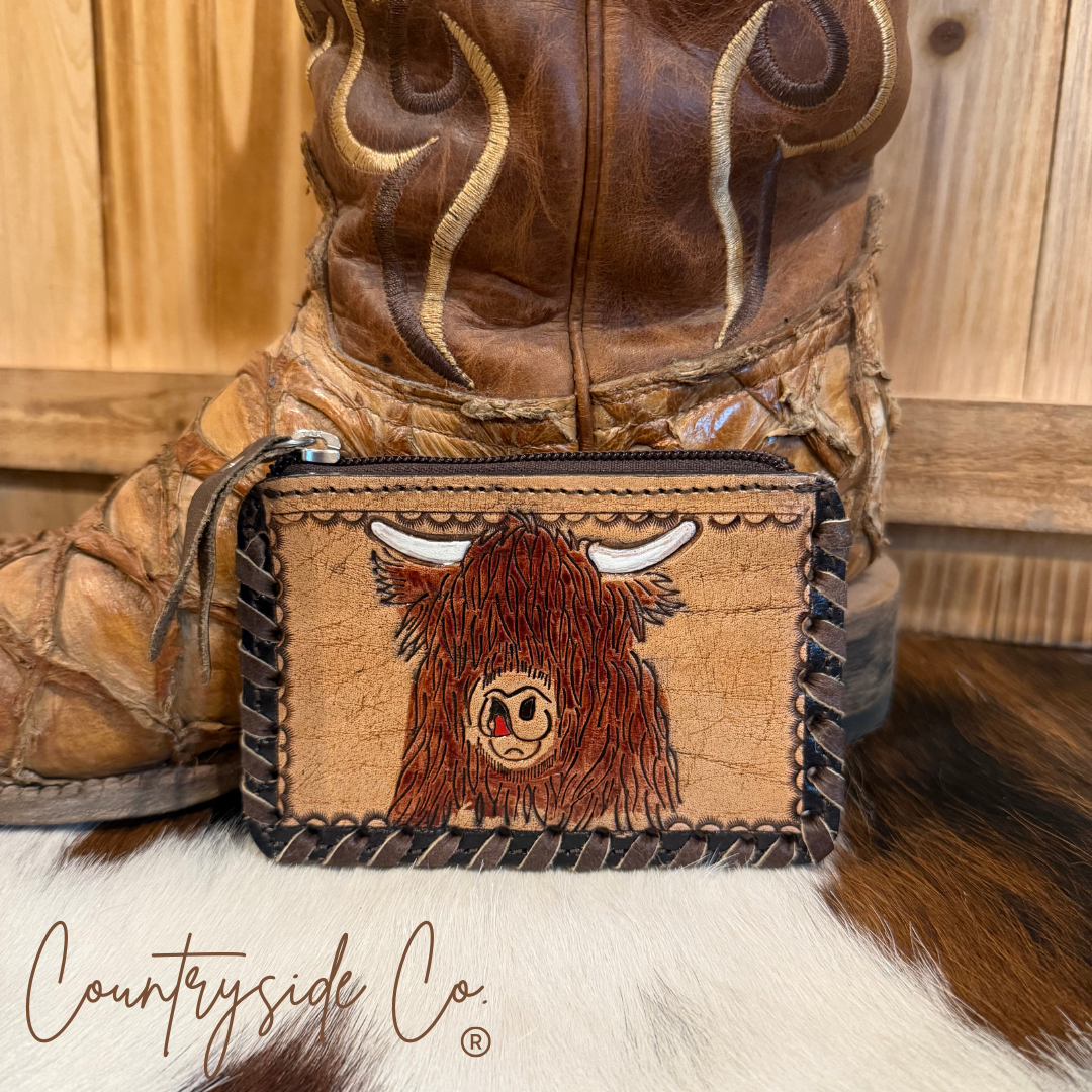 Highland Tooled Leather Pouch, Bag Organizer