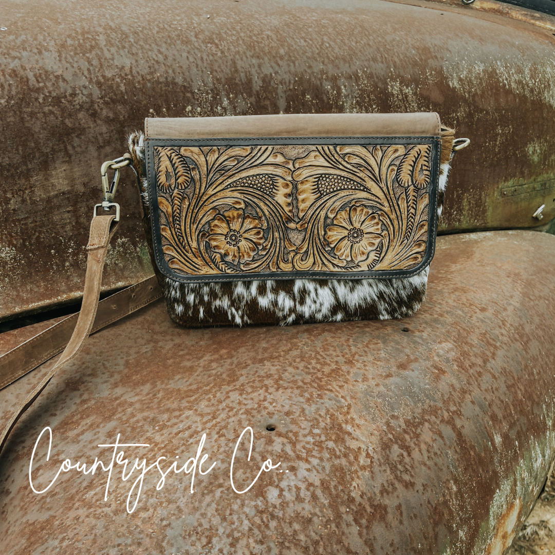 Del Rio Cowhide Tooled Leather Purse by Countryside Co.