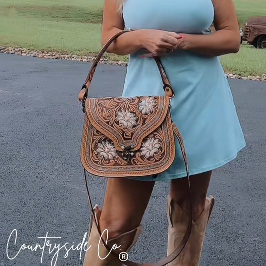Stella Tooled Leather Concealed Carry Handbag by Countryside Co.