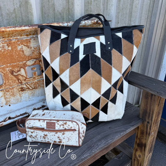 Cora Weekender and Cowhide Toiletry Bag BUNDLE