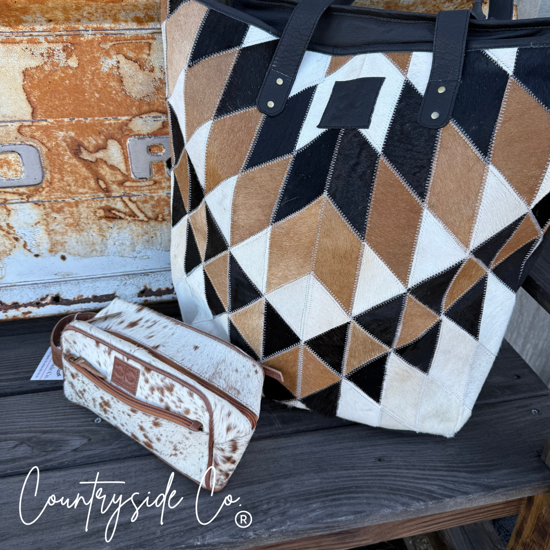 Cora Weekender and Cowhide Toiletry Bag BUNDLE