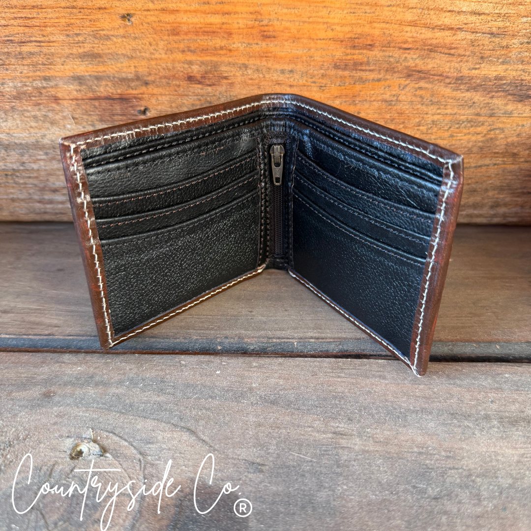 Beaded Cross Leather Men's Wallet