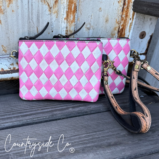 Cowgirl Kiss Checkered Leather Small Purse