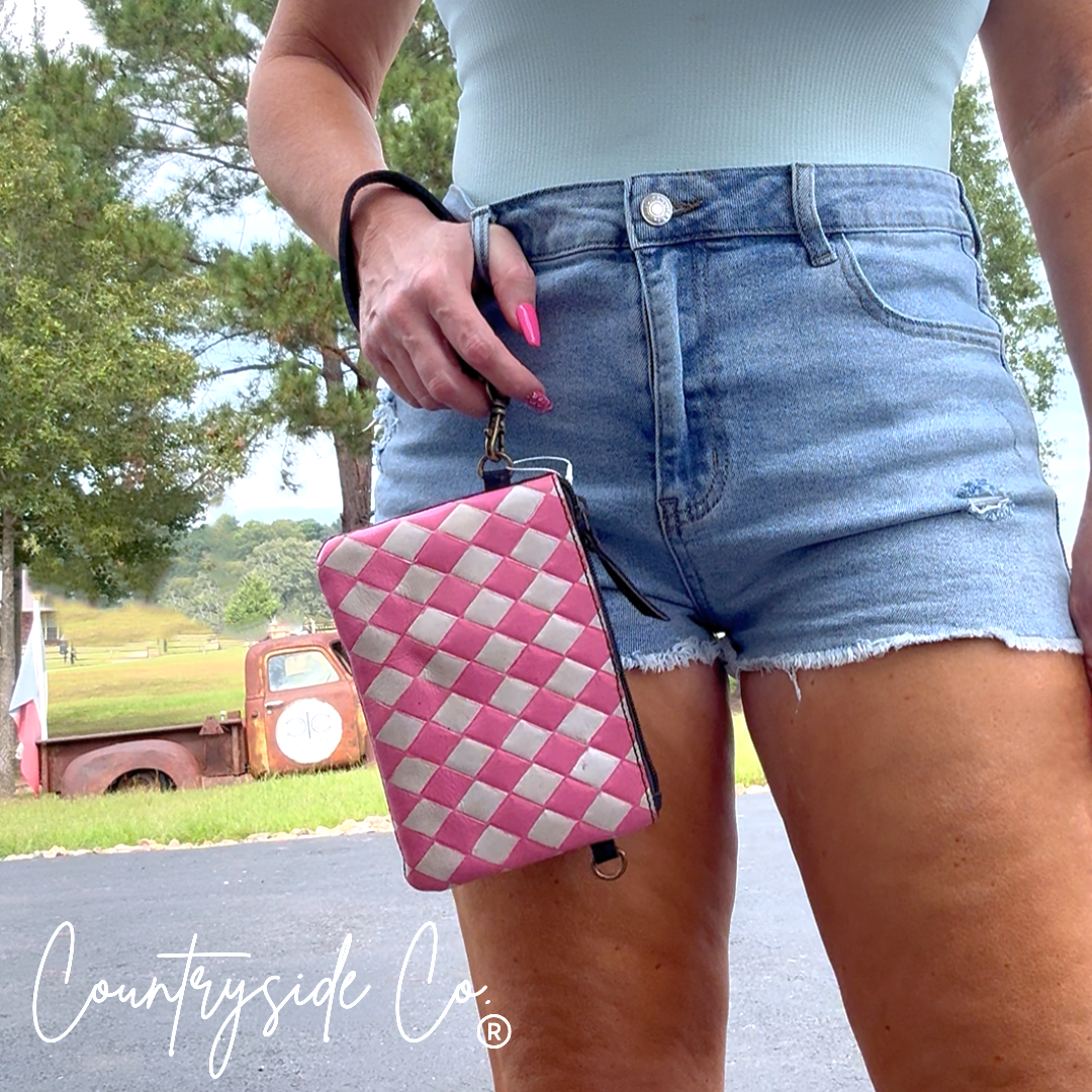 Cowgirl Kiss Checkered Leather Small Purse