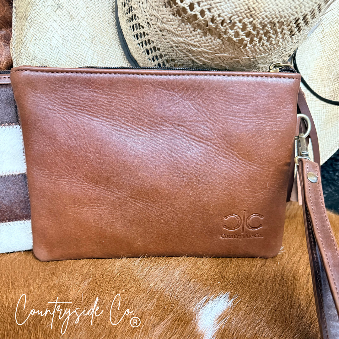 Josie Checkered Cowhide Wristlet Pouch