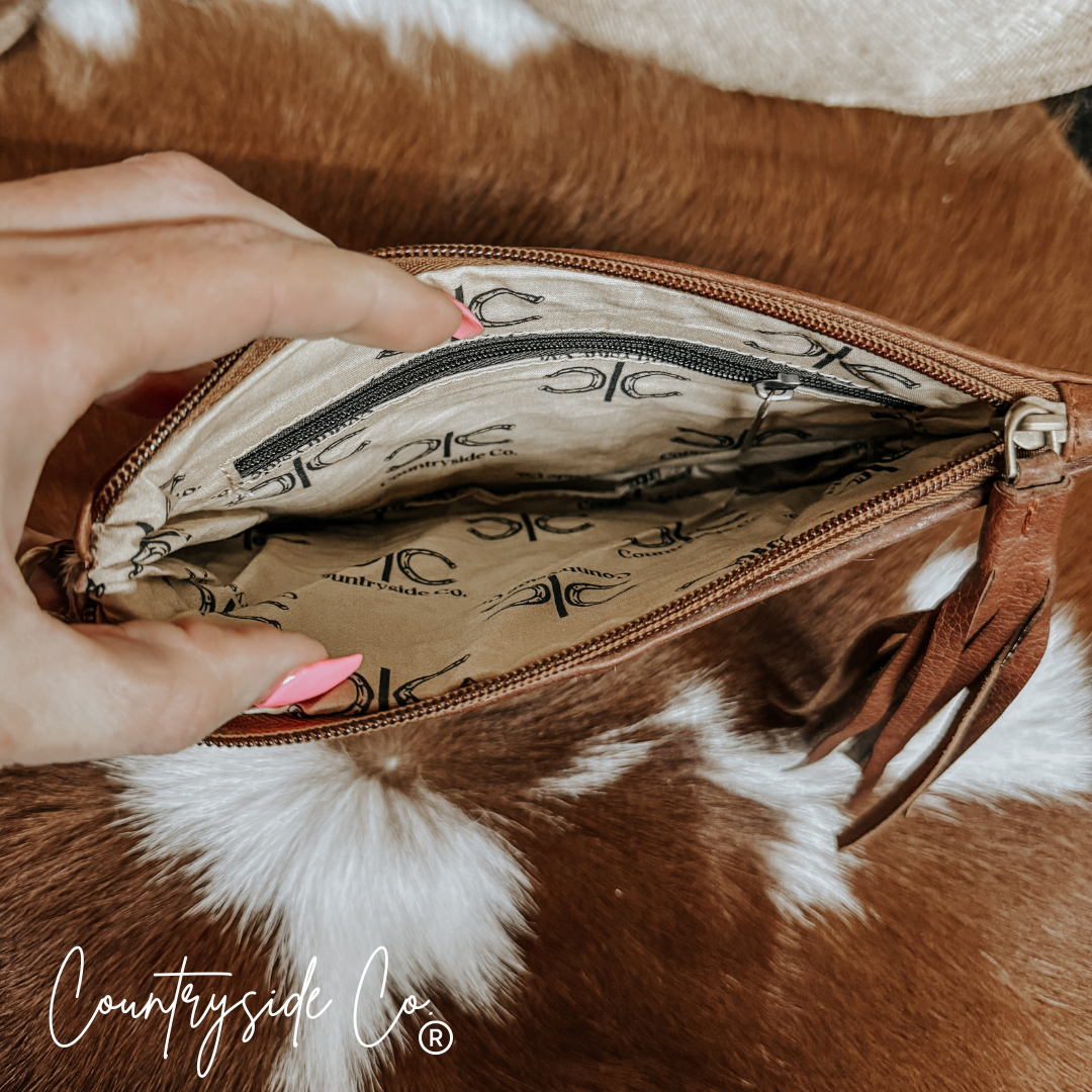 Stockdale Checkered Cowhide Wristlet Pouch