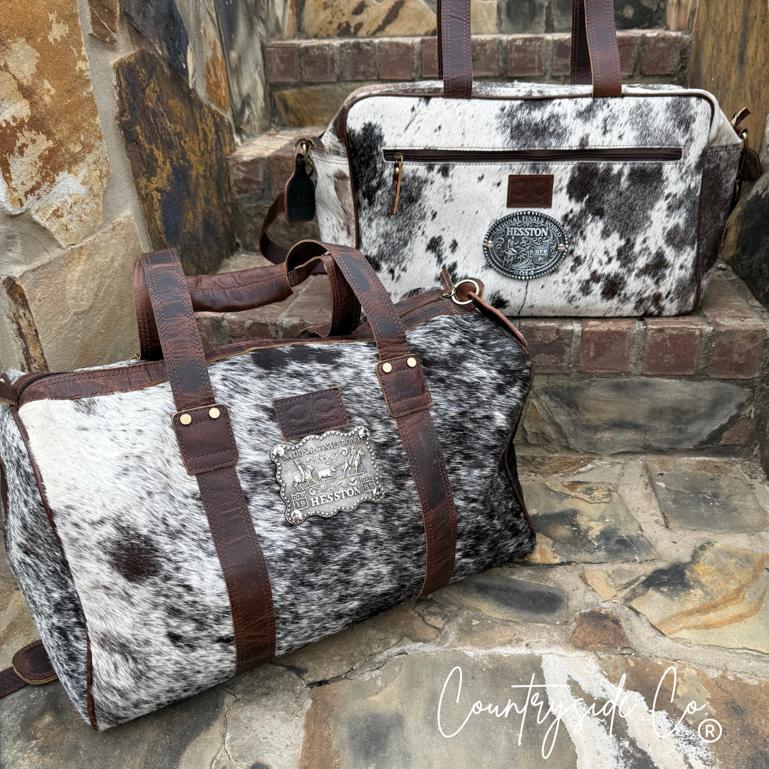 Vintage NFR Buckle Cowhide Duffle Bag
