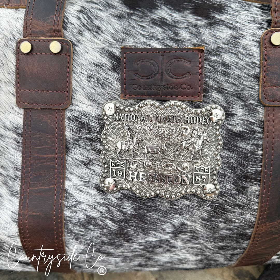 Vintage NFR Buckle Cowhide Duffle Bag
