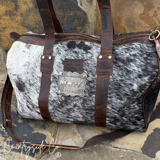 Vintage NFR Buckle Cowhide Duffle Bag