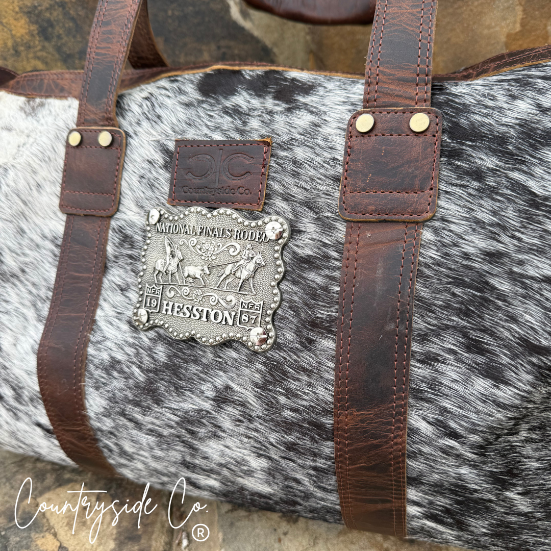 Vintage NFR Buckle Cowhide Duffle Bag
