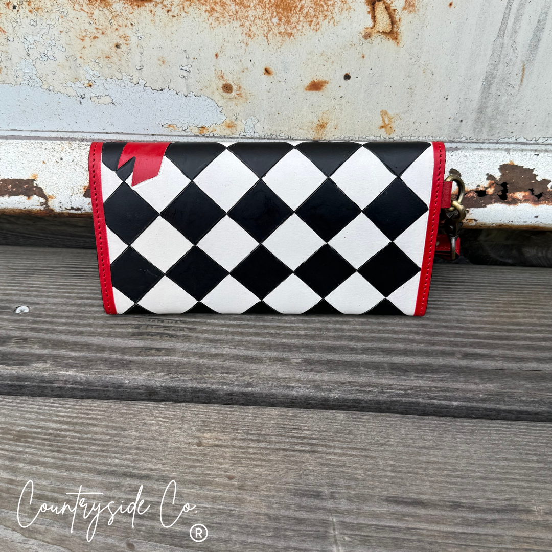 Rebel Royal Tooled Leather Checkered Wallet