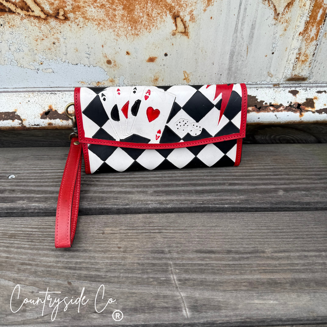 Rebel Royal Tooled Leather Checkered Wallet