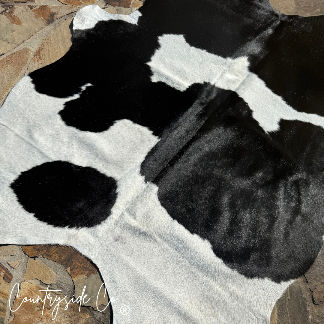Black and White Hair On Cowhide Rug