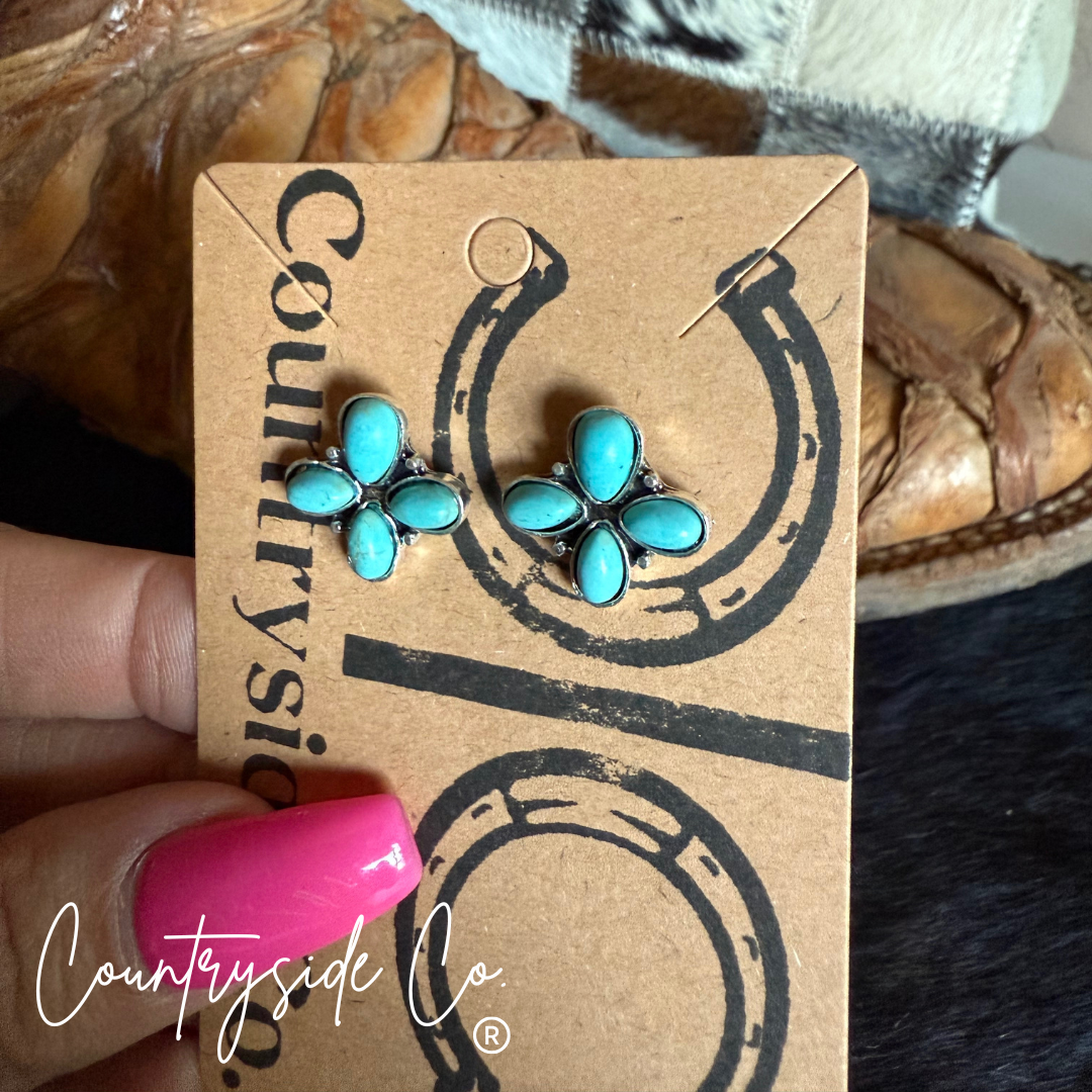 Turquoise Flower Stud Earring