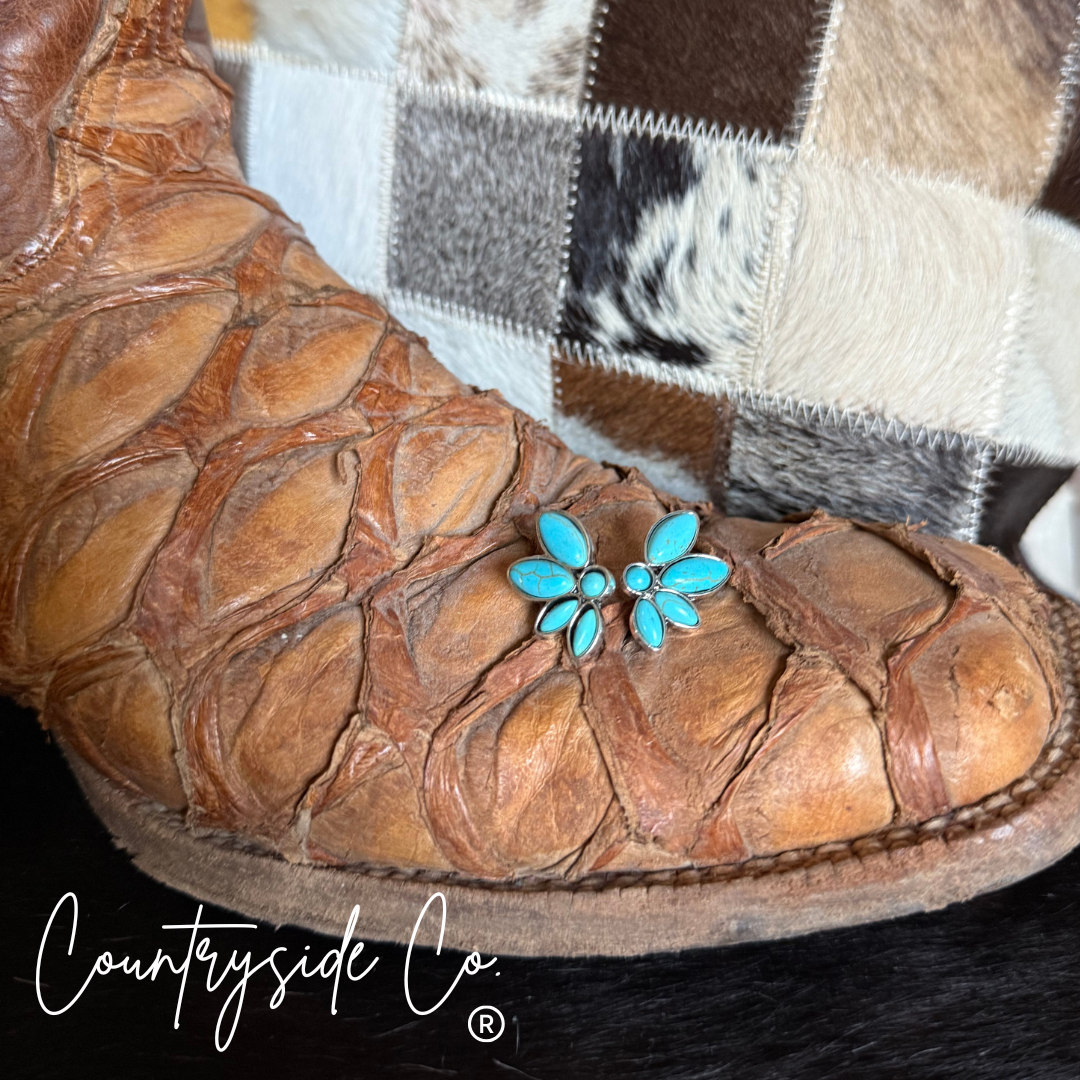 Turquoise Flower Burst Navajo Earring