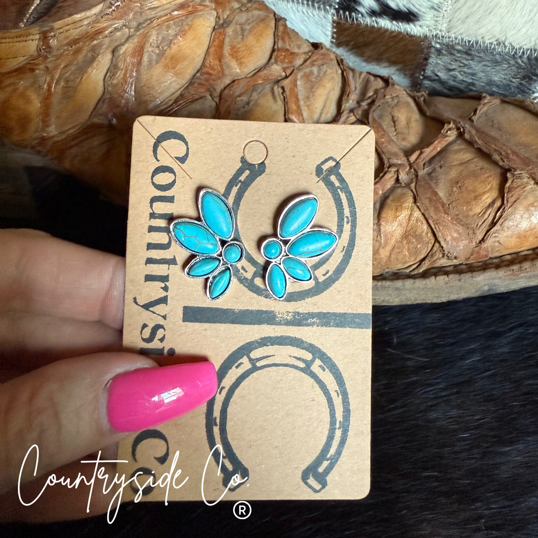 Turquoise Flower Burst Navajo Earring