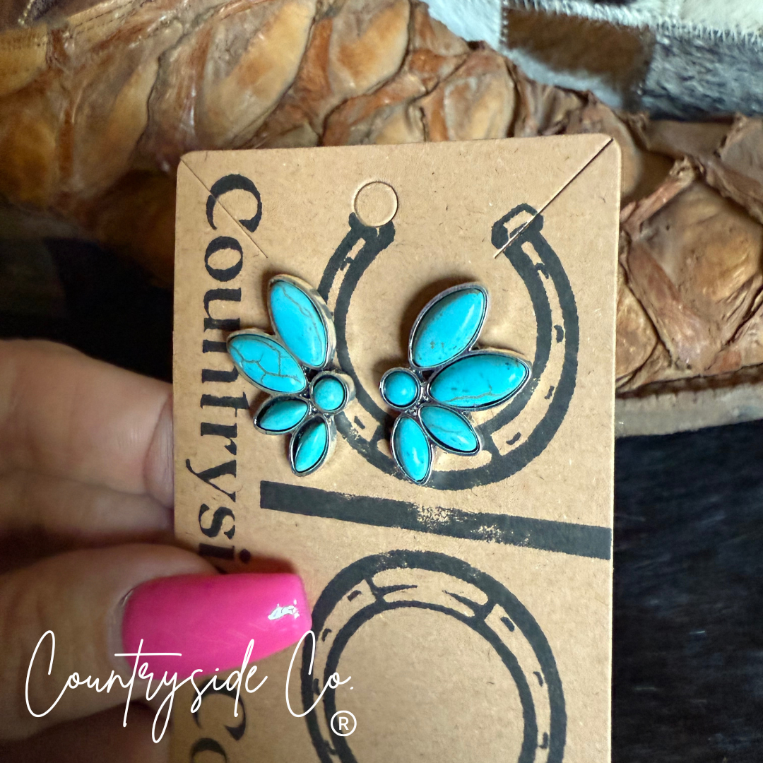 Turquoise Flower Burst Navajo Earring
