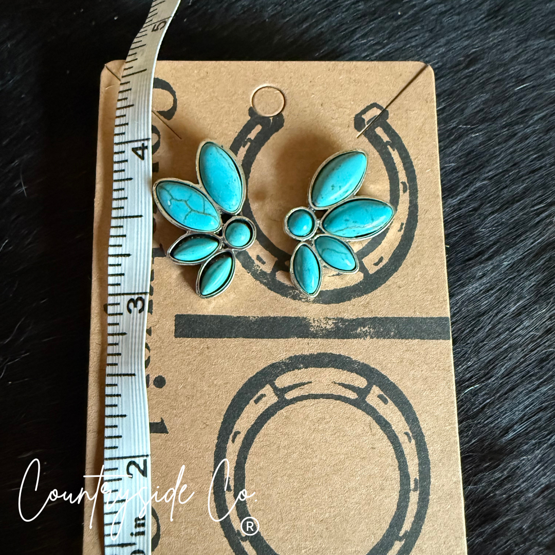 Turquoise Flower Burst Navajo Earring