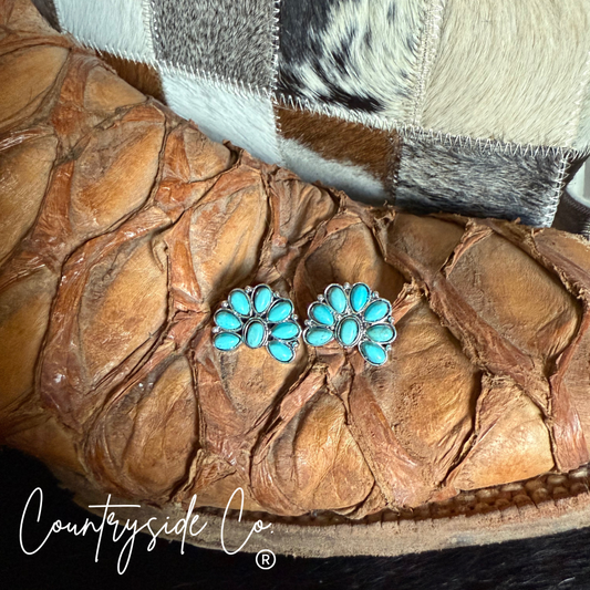 Small Turquoise Squash Blossom Earrings