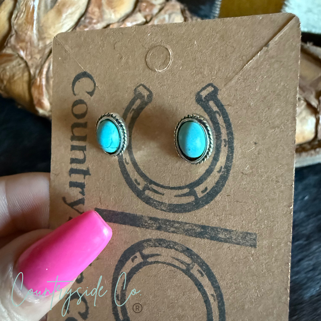 Oval Turquoise Stud Earrings