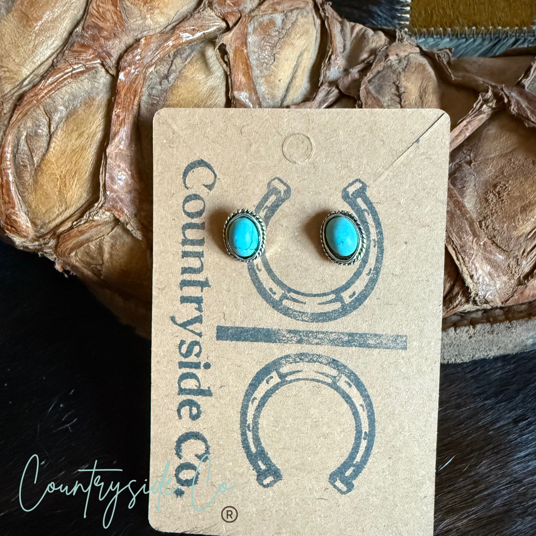 Oval Turquoise Stud Earrings