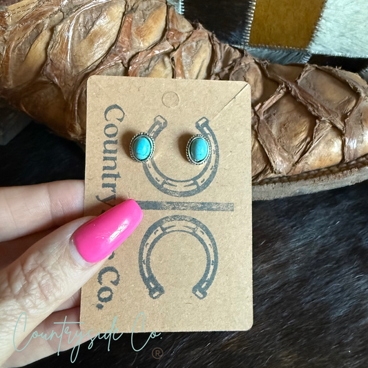 Oval Turquoise Stud Earrings