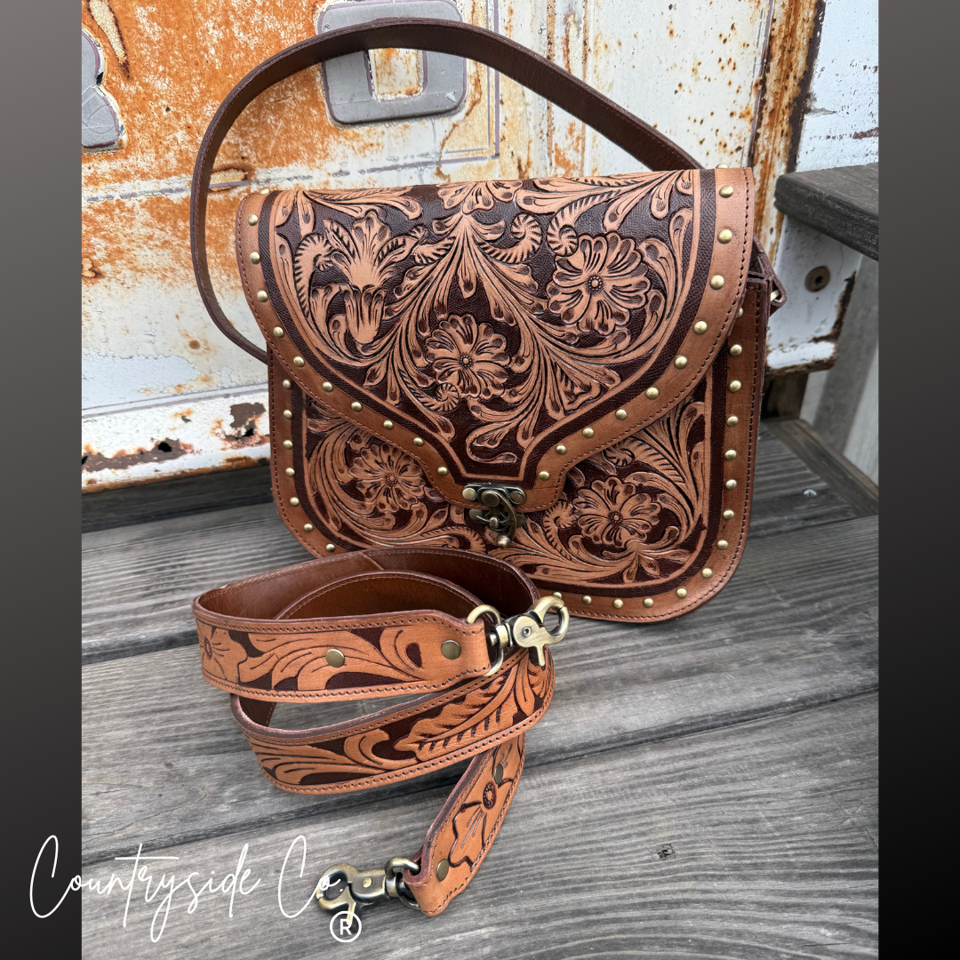 Western Legacy Tooled Leather Concealed Carry Handbag