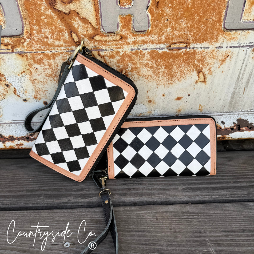 Avenue Checkered Leather Wallet