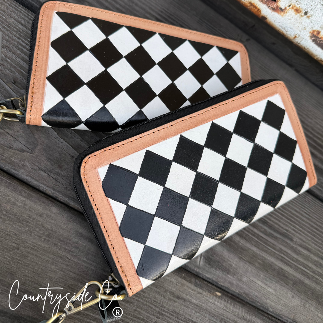 Avenue Checkered Leather Wallet