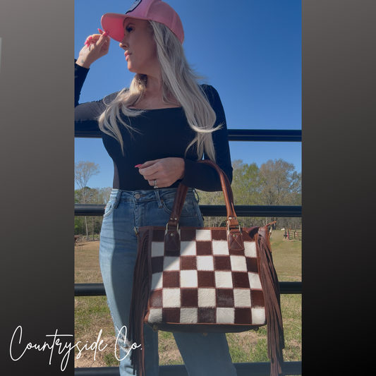 Canyon Check Cowhide Concealed Carry Purse
