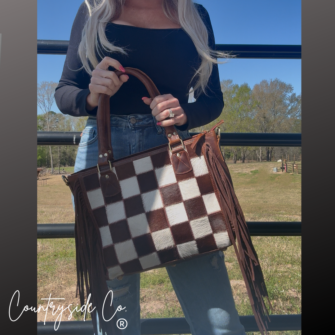 Canyon Check Cowhide Concealed Carry Purse