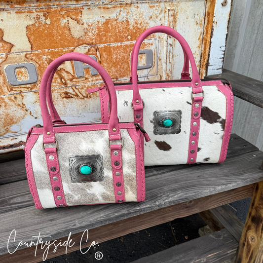 Cowhide Pink Concho Speedy Bag