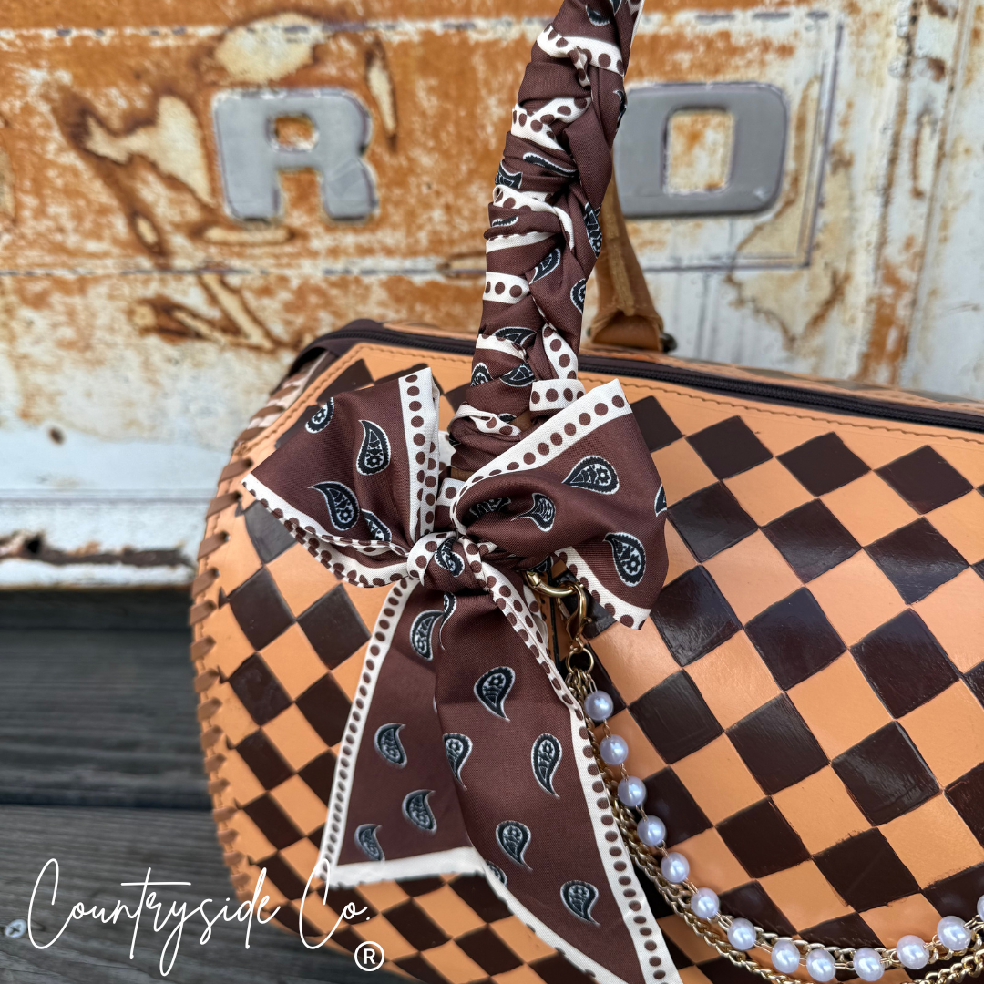 Rodeo Queen Brown Checkered Leather Large Speedy Bag