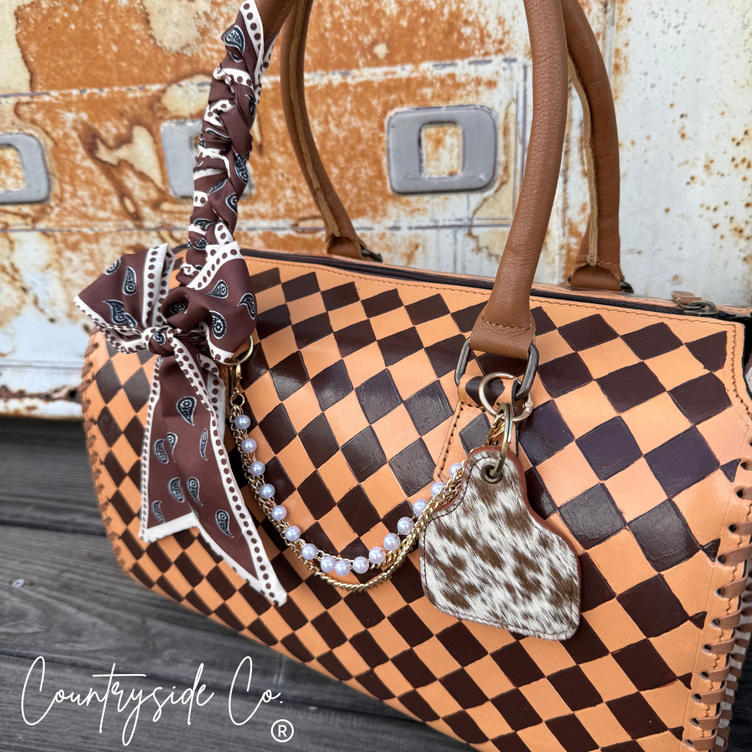 Rodeo Queen Brown Checkered Leather Large Speedy Bag