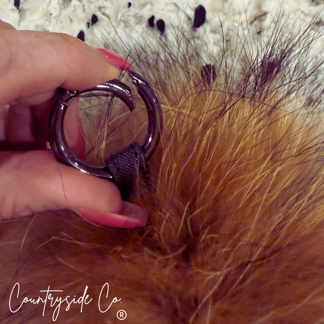 Genuine Raccoon Fur Pom, Keychain, Bag Charm