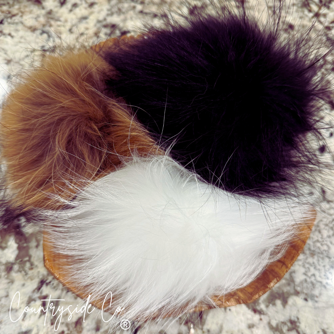 Genuine Raccoon Fur Pom, Keychain, Bag Charm