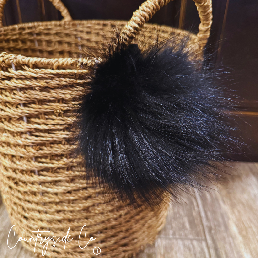 Genuine Raccoon Fur Pom, Keychain, Bag Charm
