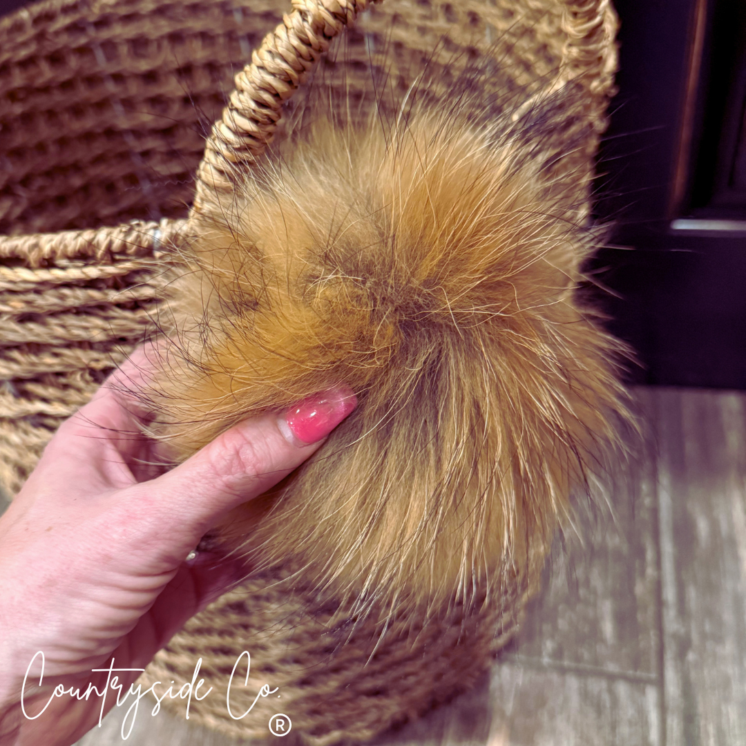 Genuine Raccoon Fur Pom, Keychain, Bag Charm