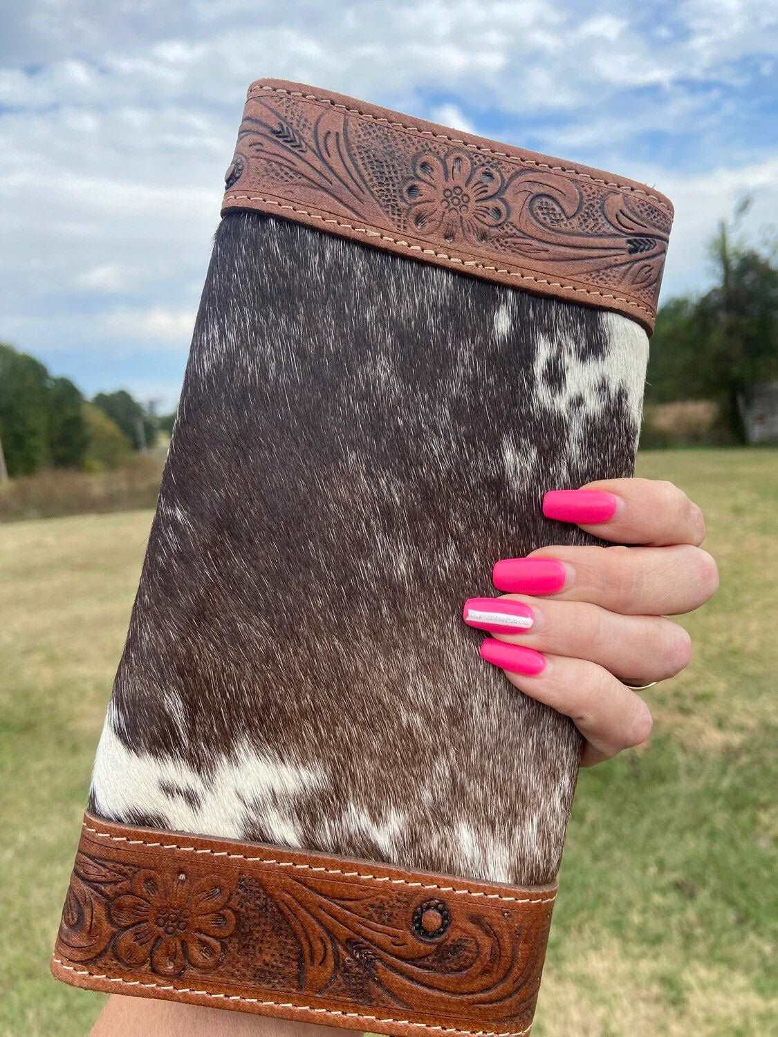 Cowhide purses and wallets on sale