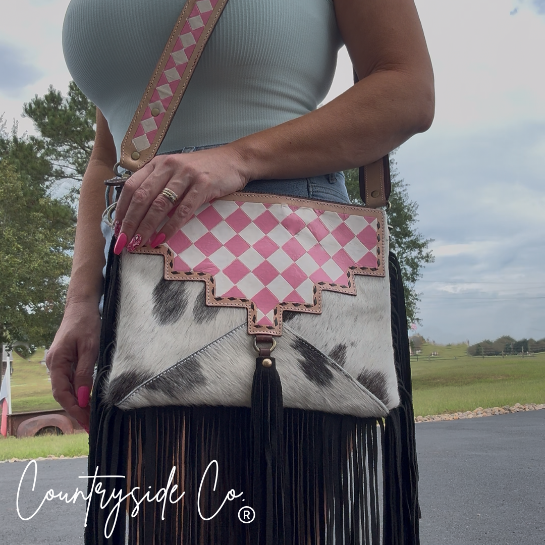 Western Dream Checkered Cowhide Purse