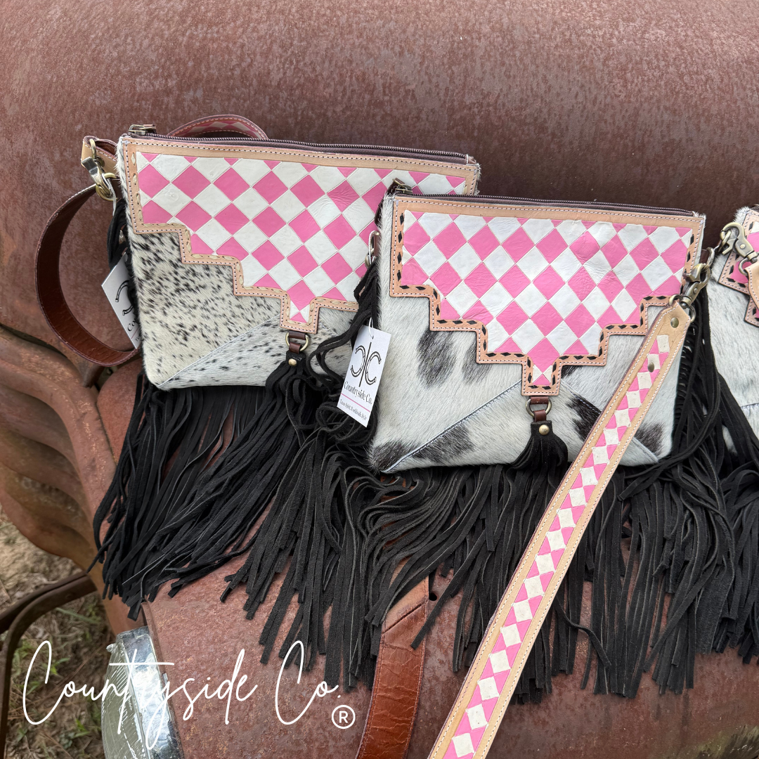 Western Dream Checkered Cowhide Purse