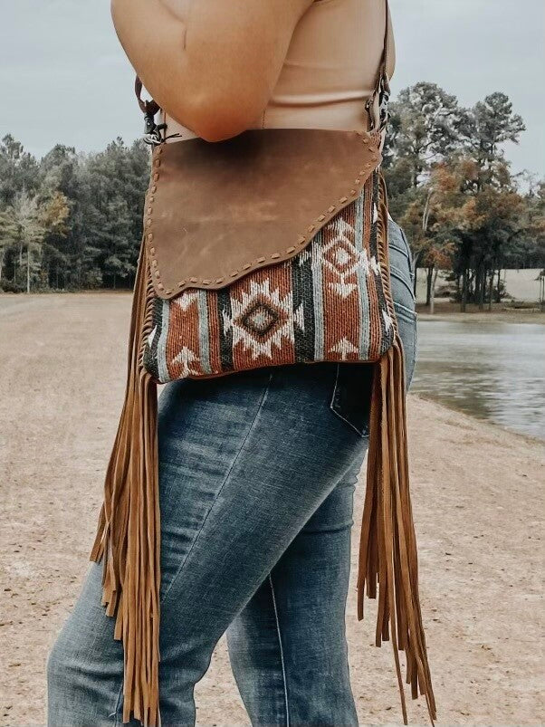 western leather fringe concealed carry purse